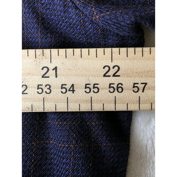James Tattersall Men's Large XL London Blue Plaid Long Sleeve Shirt with Fraying - Picture 5 of 8